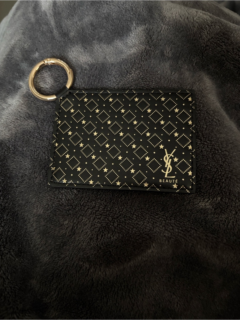 Yves Saint Laurent Black and Gold Logo Cardholder Keyring. NEW never used